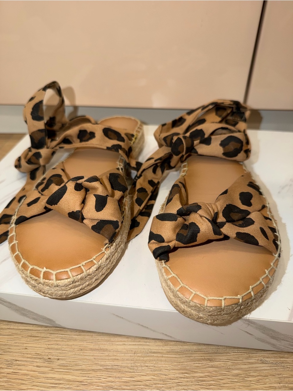 Old Navy Leopard Espadrille Sandals - Tan & Black